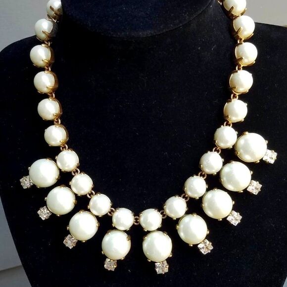 J. Crew Jewelry - J Crew Oversize Pearl and Rhinestone Statement Necklace